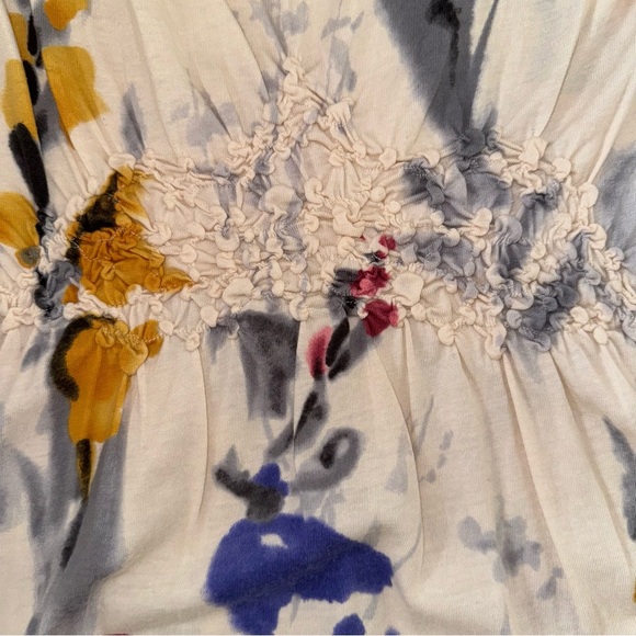 Anthropologie Ric Rac Floral Watercolor Short Sleeve Top - Picture 3 of 10